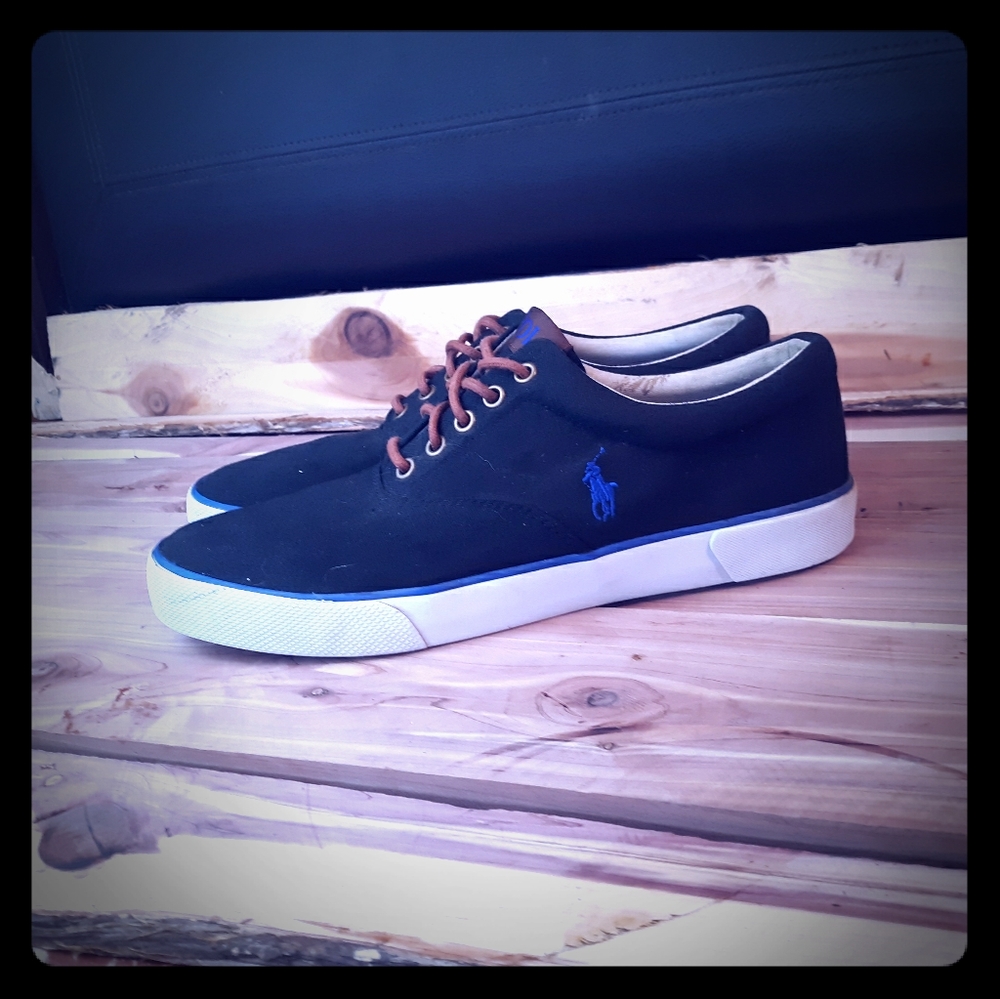 Polo Ralph Lauren mens black canvas sneakers